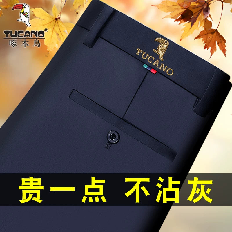 Woodpecker 2025 Yeni Kişi Gündəlik Şalvarı, Qış Yun Astarlı Qalın Şalvar, Düz Ayaqlı Boş Uzun Şalvar, Orta Yaşlılar üçün Don Şalvarı