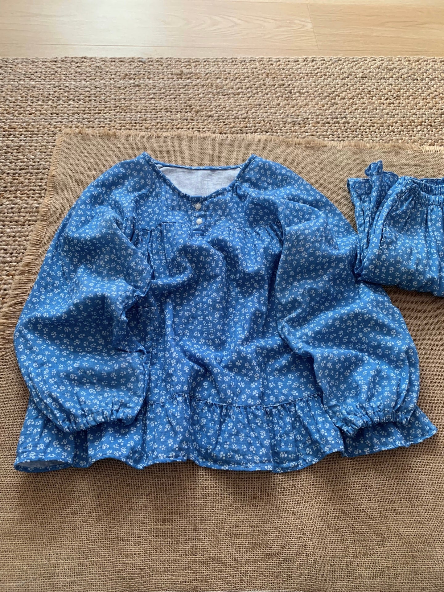 Pambıq köpüklü yaz yuxu çiçəkli pambıq pijama qadınlar üçün yay pambıq ikiqat iplik dəyirmi boyun qısaqol uzunqol kostyum ev geyimi
