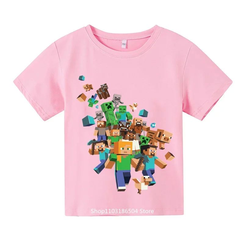 Kids Minec-raft T Shirt Clothes Anime Spring Autumn Boys Girls