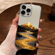 Qara qızıl enerji axını suyu iPhone17pro güzgü 16promax sadə 15Pro Apple 14 mobil telefon qutusu xsmax makiyaj 13 fortune 12 cüt 7 dağ zirvəsi 8plus yaradıcı x üçün uyğun qızıl çıxarır