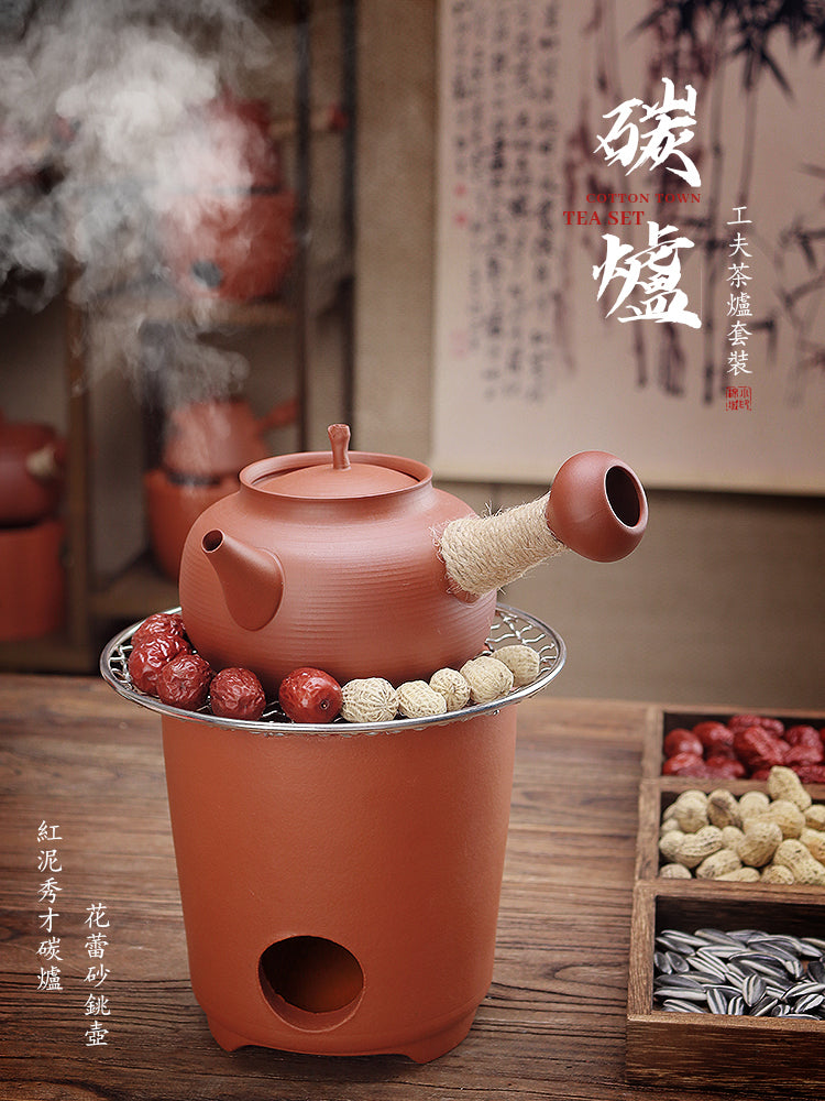 Chaozhou qırmızı palçıq qum çaydanı iki məqsədli kömür sobası çay hazırlamaq üçün soba ətrafında açıq məişət elektrik sobası məftilli elektrik qazanı Chaoshan kiçik soba