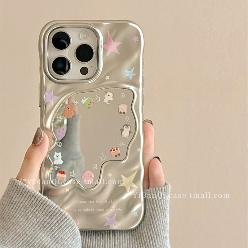 Sevimli Jellycat cizgi filmi elektrolizlənmiş güzgü Huawei Apple 17ProMax cib telefonu qutusu iphone16pro yeni 15pro qadın pura80 yaradıcı mate70 Yapon və Koreya 14 düşməyə qarşı 13