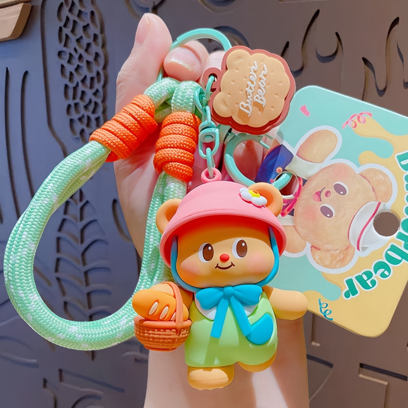 2025 Yeni Orijinal Kərə Yağı Ayısı Peluş Açar Zəncir, Qadınlar üçün Şirin Sırt Çantası Kulonu, Avtomobil Açar Zəncir Bəzəyi