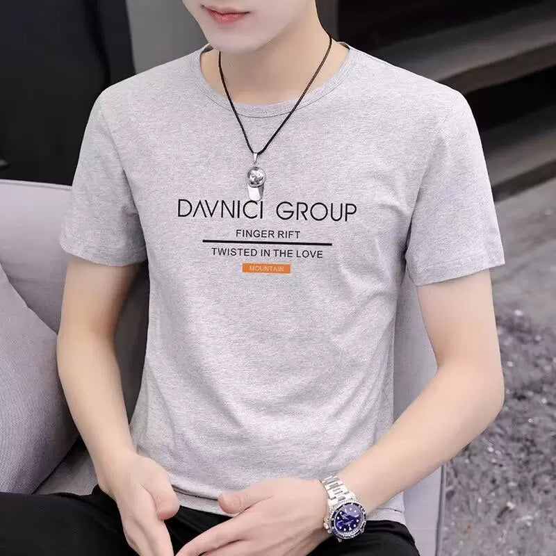 Guangzhou Thirteen Lines Kişi Qısaqol T-shirt Yay 2024 Yeni Buz İpək Üst Yarımqol Kişi T-shirt Geyimi