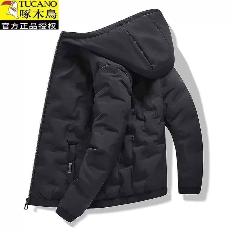 Woodpecker Kişilər üçün Aşağı Gödəkçə, Qış Şort Modeli, 2025 Yeni Gündəlik Pambıq Yastıqlı Gödəkçə, Başlıqlı, Çoxfunksiyalı, Qalın Pambıq Yastıqlı Palto, Dəbli