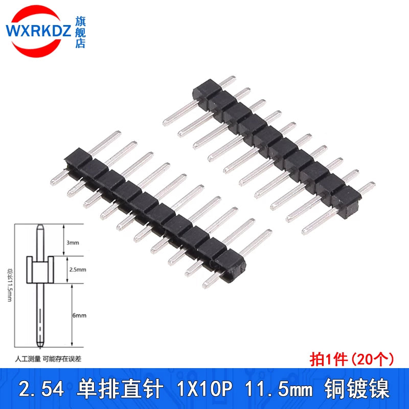 Bir sıra düz sancaqlar 2,54 mm diametrli mis sancaq başlıq dişi sancaq yuvası 1*2p 3 4 5 6 8 20p 1x40P