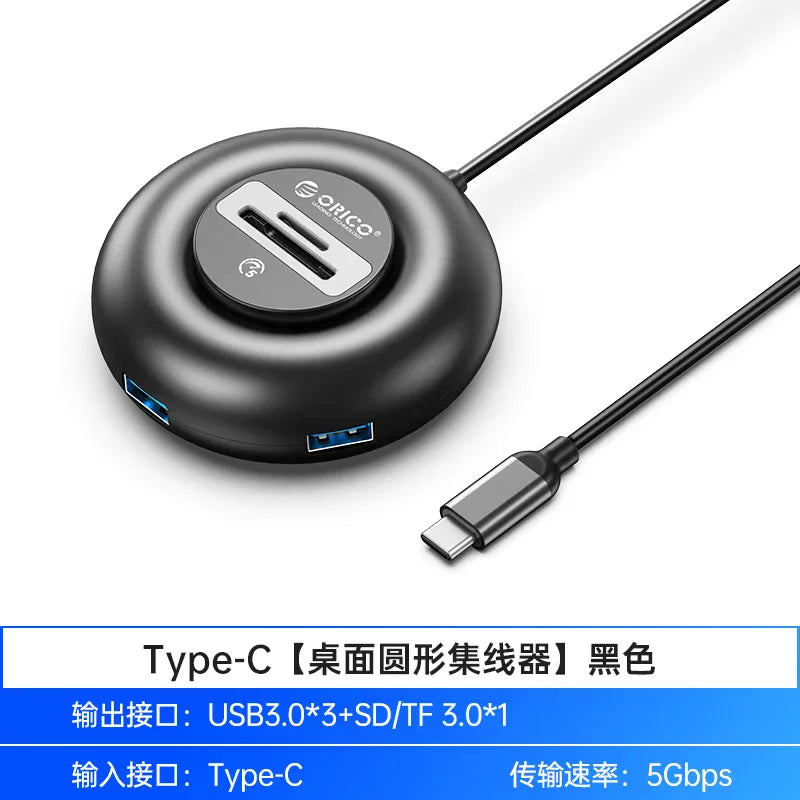 Orric usb interfeysi genişləndirici mərkəzi hub birdən ikiyə uzatma kabeli genişləndirici dok tipc splitter birdən dördə noutbuk xarici U disk çevirmə konnektoru SD/TF oxuyucusu