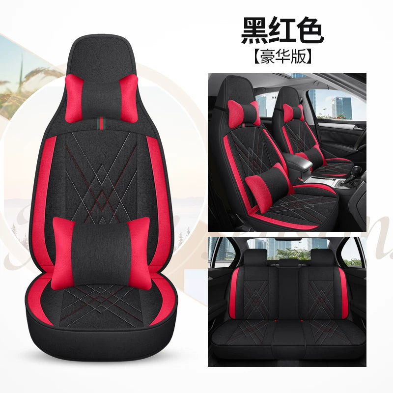 2021/2022 Geely Emgrand S Car Seat Covers, All-Season Fully Padded Linen Seat Cushions, Breathable Fabric Seat Covers