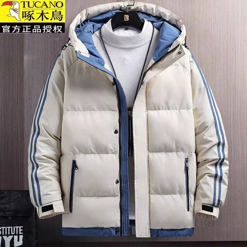 Woodpecker Kişilər üçün Aşağı Gödəkçə, Qış Şort Modeli, 2025 Yeni Gündəlik Pambıq Yastıqlı Gödəkçə, Başlıqlı, Çoxfunksiyalı, Qalın Pambıq Yastıqlı Palto, Dəbli