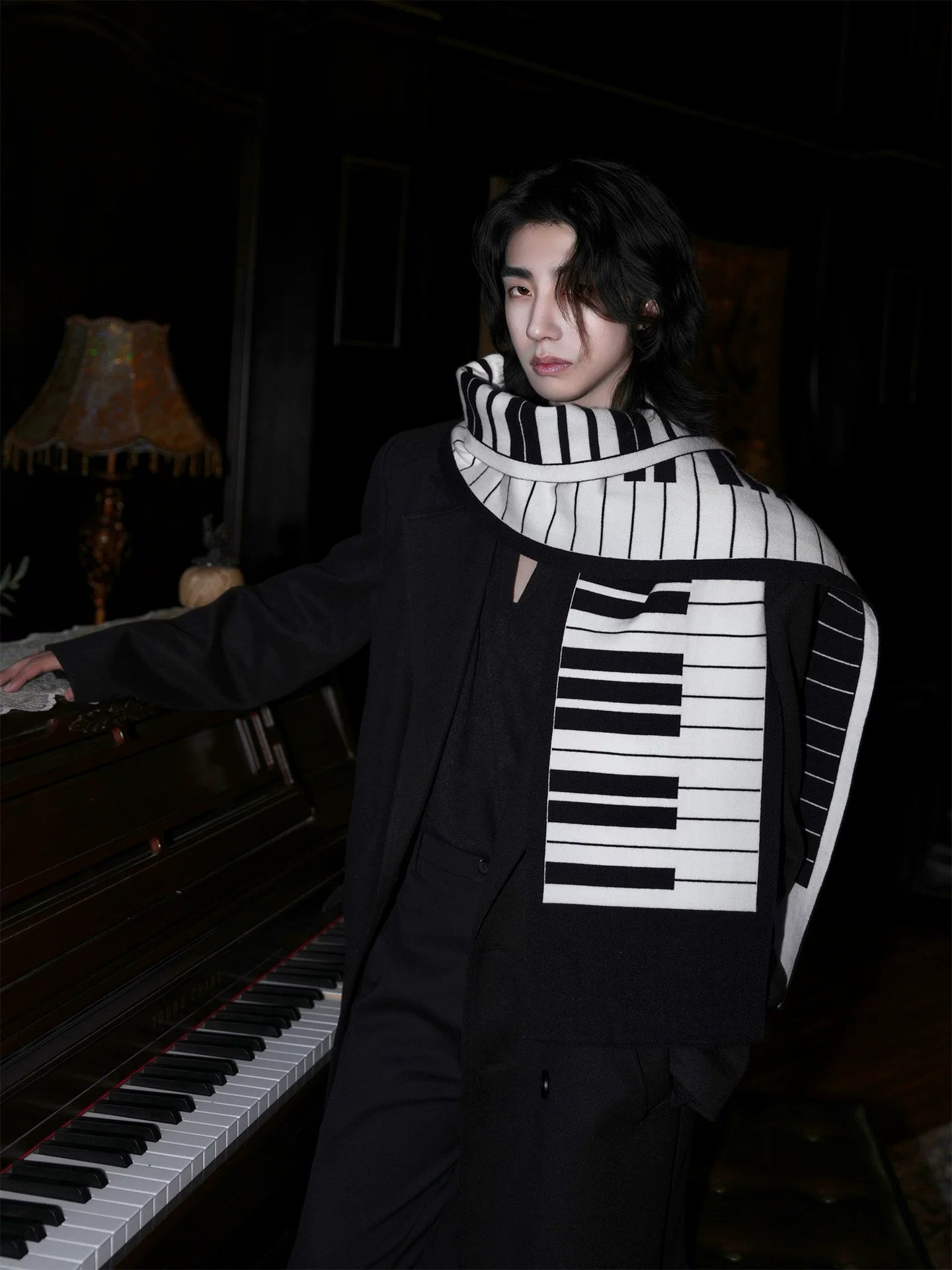 BALITONE "Luofu Melody" orijinal dizayn fortepiano yaylığı imitasiya dovşan məxmər jakarlı boyunlu isti şal