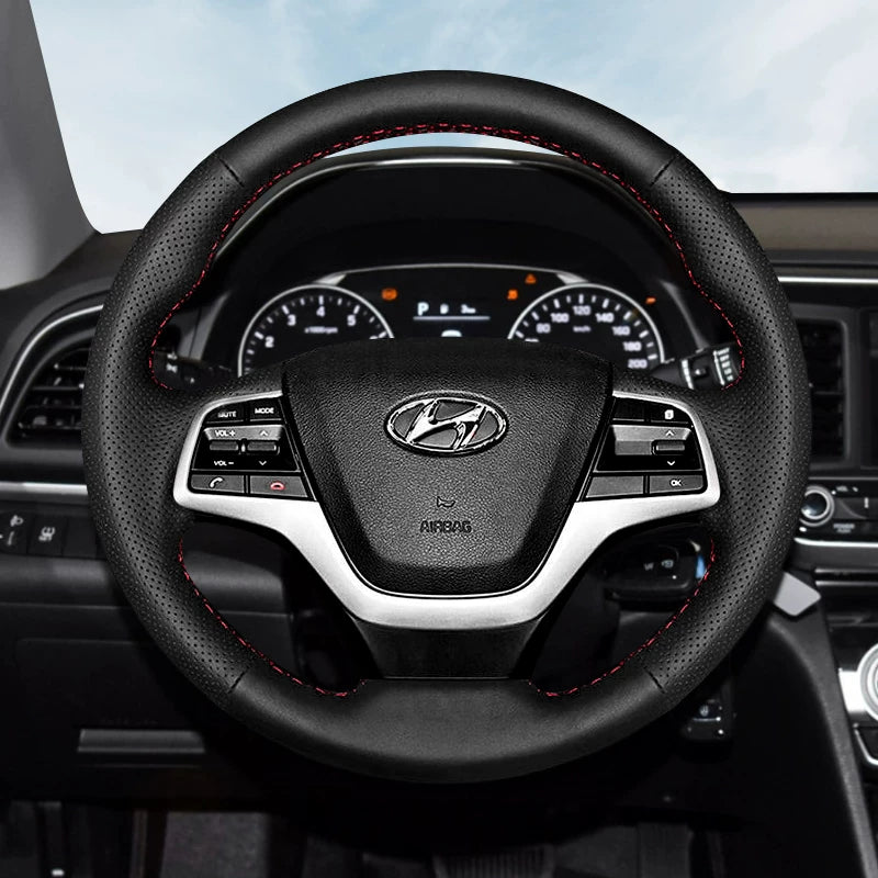 Hyundai Elantra, Hyundai Mistra, Hyundai Yuedong, Tucson və Langdong ix35 üçün qış versiyası üçün əl ilə tikilmiş orijinal dəri sükan örtüyü.