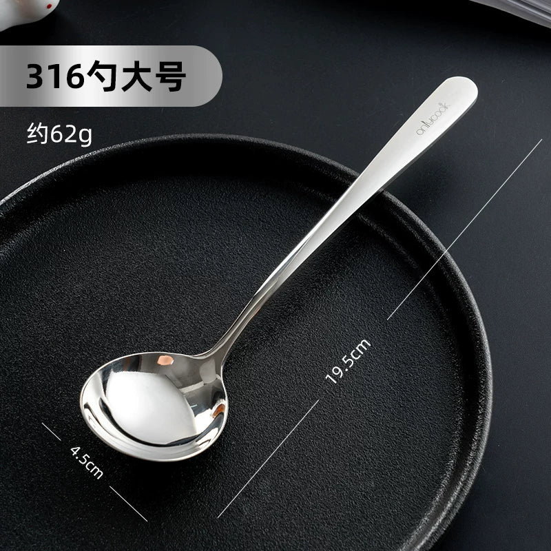 onlycook məişət 316 paslanmayan polad qaşıq qida dərəcəli uzun sap dəyirmi qaşıq qaşıq qaşıq yemək qaşığı