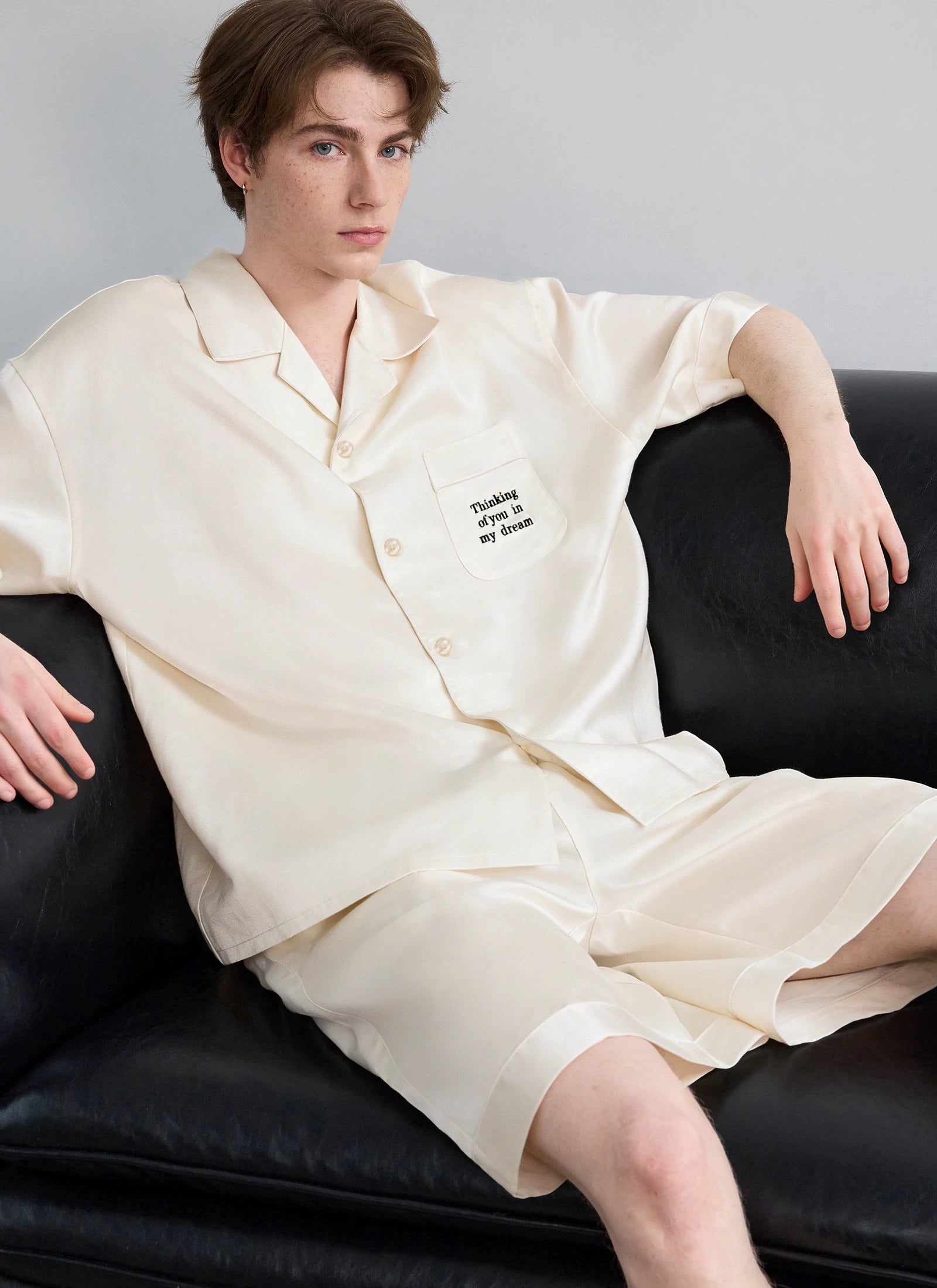 OxyTime oksigen vaxtı pijama kişi yay buz ipək qısaqol şort 2026 yeni yüksək səviyyəli sərin ev geyimi dəsti