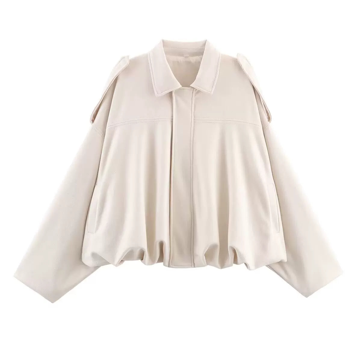 WMXZ Yaz Yeni Gəlişi Qadınlar üçün Batwing Qollu Yaxalı Zamşa Teksturalı Bomber Gödəkçə 4344155