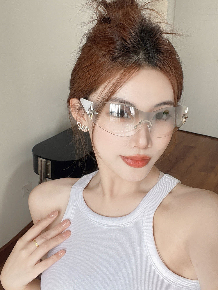 Qadınlar üçün bir parça velosiped civə külək keçirməyən eynək, yay üçün dəbdə olan açıq rəngli gündüz və gecə açıq dağ dırmanma eynəkləri