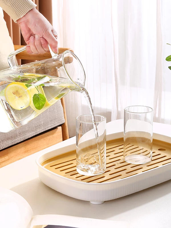 Məişət sadə çay qabı çay fincanı tepsisi düzbucaqlı müasir kiçik qonaq otağı su anbarı plastik su stəkanı drenaj qabı