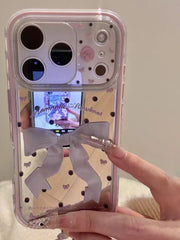 Koreya estetik güzgü yay yan naxışı IPhone17promax mobil telefon üçün uyğundur Apple 17/16pro yeni Xiaomi 17pro sadə ins üslublu Reno15/14 qoruyucu örtük