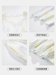 Urban Beauty Pijama 100% Pambıq 2026 Yaz və Yay Yeni Qadın Dəyirmi Yakalı Pullover Evdən Kənarda Geyinilə bilər Geyim 100% Pambıq