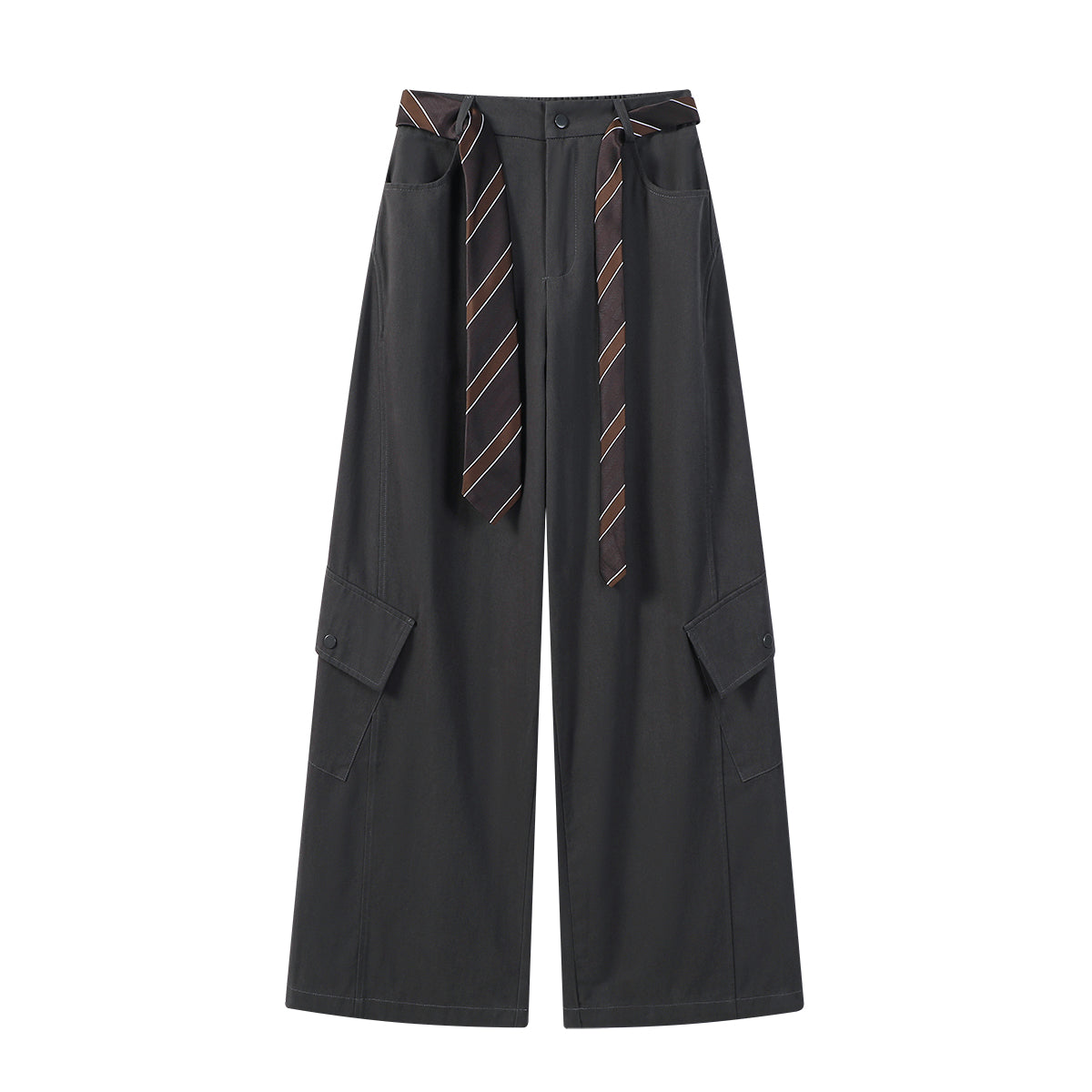 Chorissa Tünd Boz Yüksək Uclu Geniş Ayaqlı Yük Şalvarı Qadınlar üçün 2025-ci ilin Payız Yeni Amerika Retro Arıqladıcı Düz Ayaqlı Şalvar