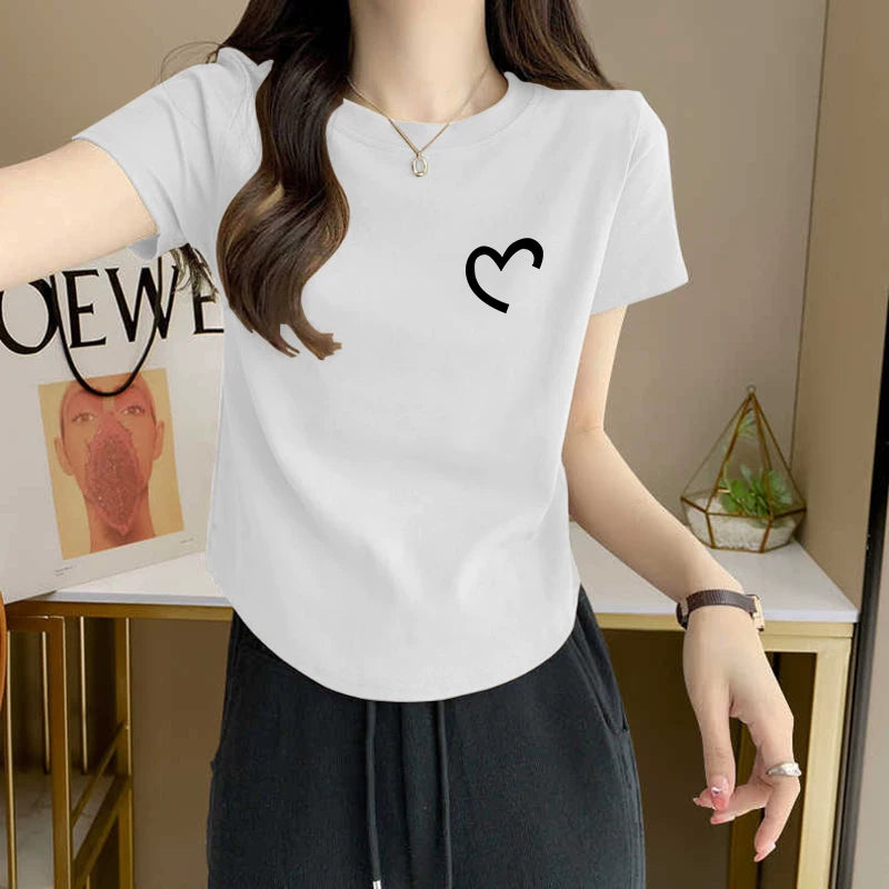 Qadınlar üçün sağ çiyinli təmiz pambıq qısaqol köynək 2026-cı ilin yayında yeni isti stil slim fit nizamsız moda brend köynək üstü qadınlar üçün