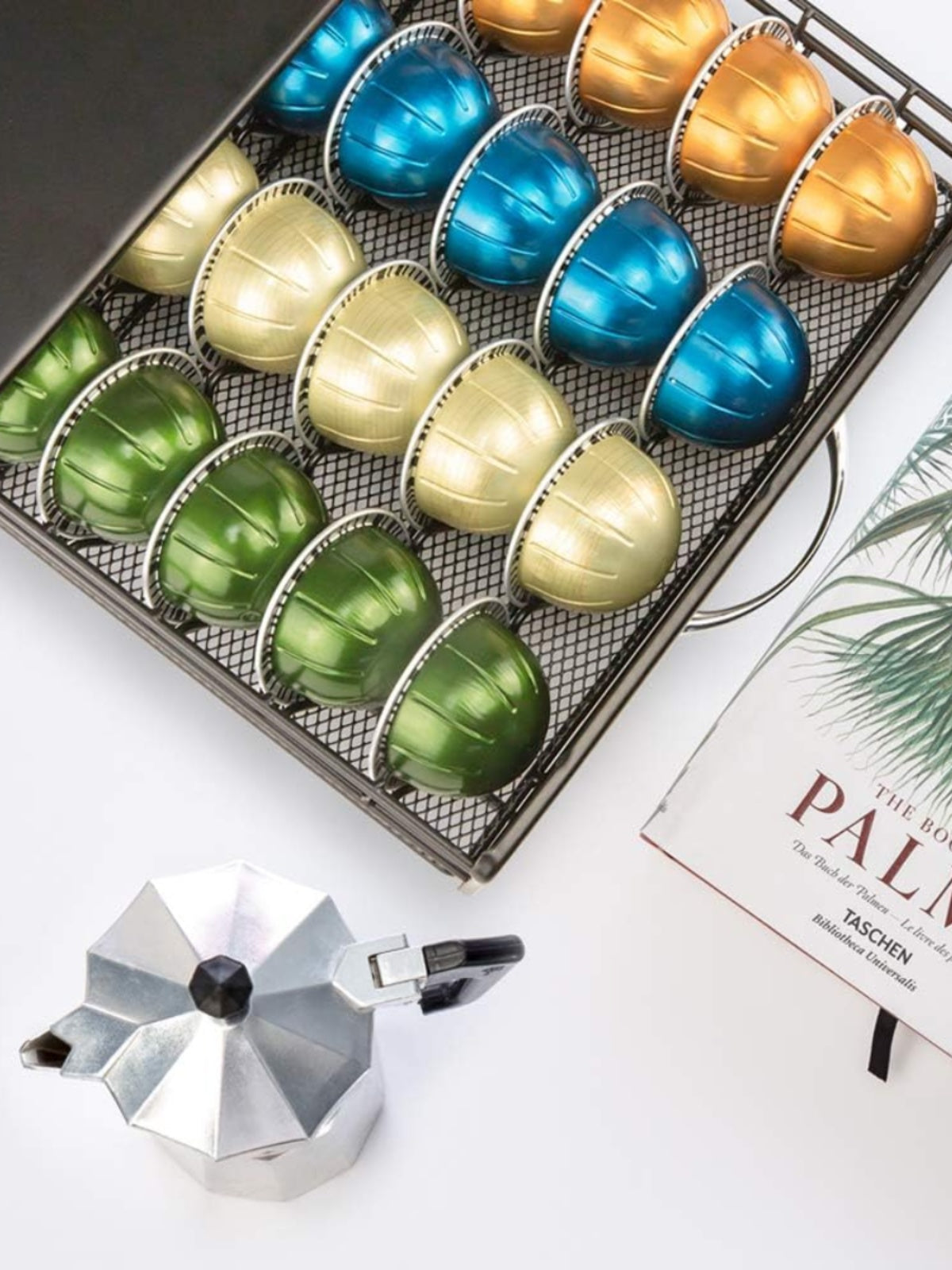 Nespresso rəfinə uyğun Vertuo xəttinə uyğun 40 qəhvə kapsul saxlama çekmecesi saxlama qutusu