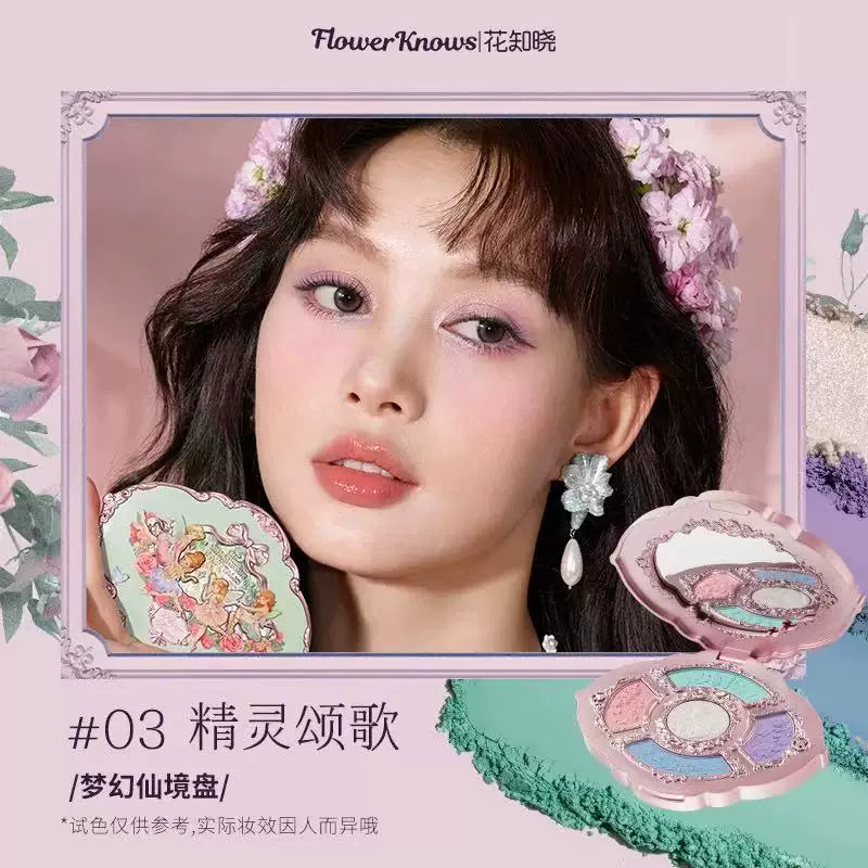 Flower Knows Göz Kölgəsi Palitrası: Swan Ballet Earth Tones Çoxfunksiyalı Vurğulayıcı Çəhrayı və Ağ Swan Melon Palitrasında Dumanlı Göz Kölgəsi