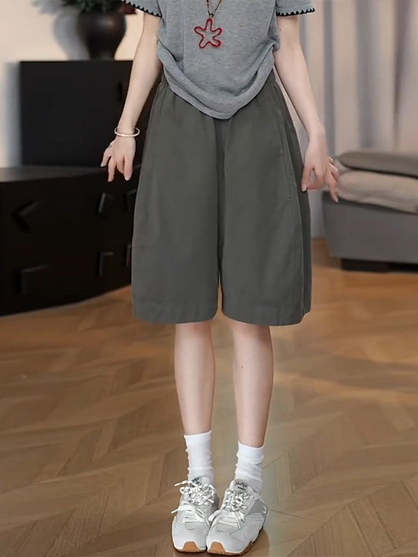 Qadınlar üçün nəfəs alan beş nöqtəli şort, yay üçün nazik və şık, böyük ölçüdə, çox yaraşıqlı, yüksək belli, arıqladıcı, geniş ayaqlı düz şalvar.