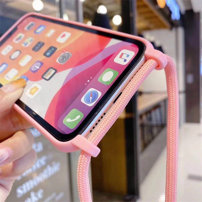 iPhone 15 14 üçün Çarpaz Boyunbağı Lanyard Kordon Telefon Qabı