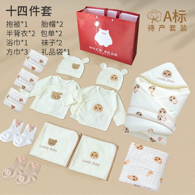 Doğum çantası dəsti, ana və körpə üçün tam dəst, ilan körpəsi üçün yorğan, təmiz pambıq, yay və payız/qış doğum evinə qəbul üçün uyğundur.