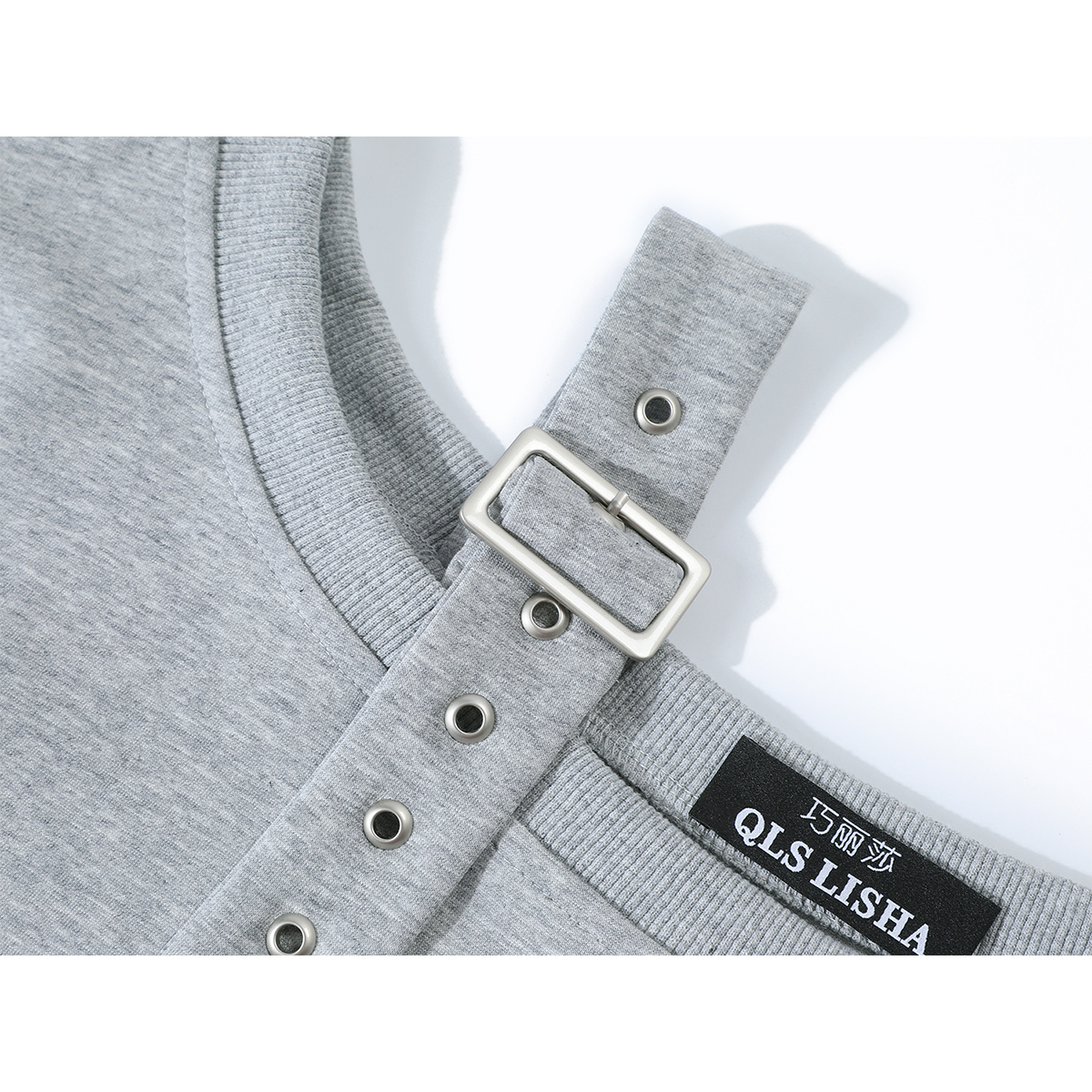 Chola Lisa Boş bədən formasında, rahat üslubda çiyinsiz sviter, erkən payız boz rəngli patchwork kamzol, başlıqsız, uzunqollu qadın topu