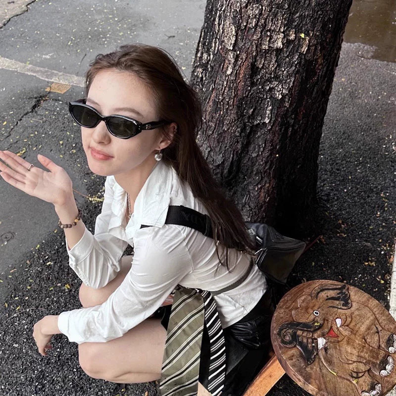 Dayuan's Sunny Jennie eyni stil gm günəş eynəyi qadınların UV əleyhinə günəşdən qoruyucu pişik gözü yüksək səviyyəli günəş eynəyi