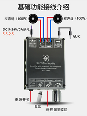 Xinyi HIFI səviyyəli 100W*2 stereo Bluetooth rəqəmsal güc gücləndirici lövhə modulu TPA3116 uzaqdan idarəetmə ilə Y100H