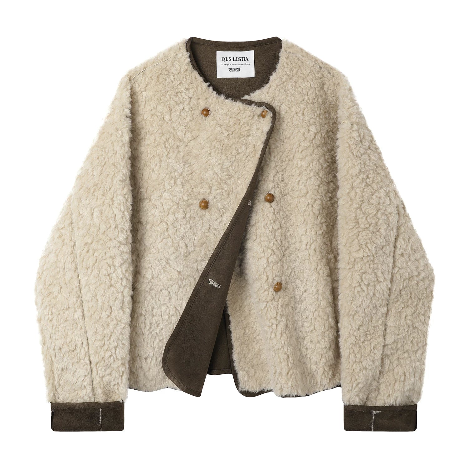 Cholisa Koreya üslubunda qadınlar üçün qırxma palto, 2025-ci il qış yeni gəlişi, zərif üslub, şirin və gənc, quzu yunundan hazırlanmış üst hissə