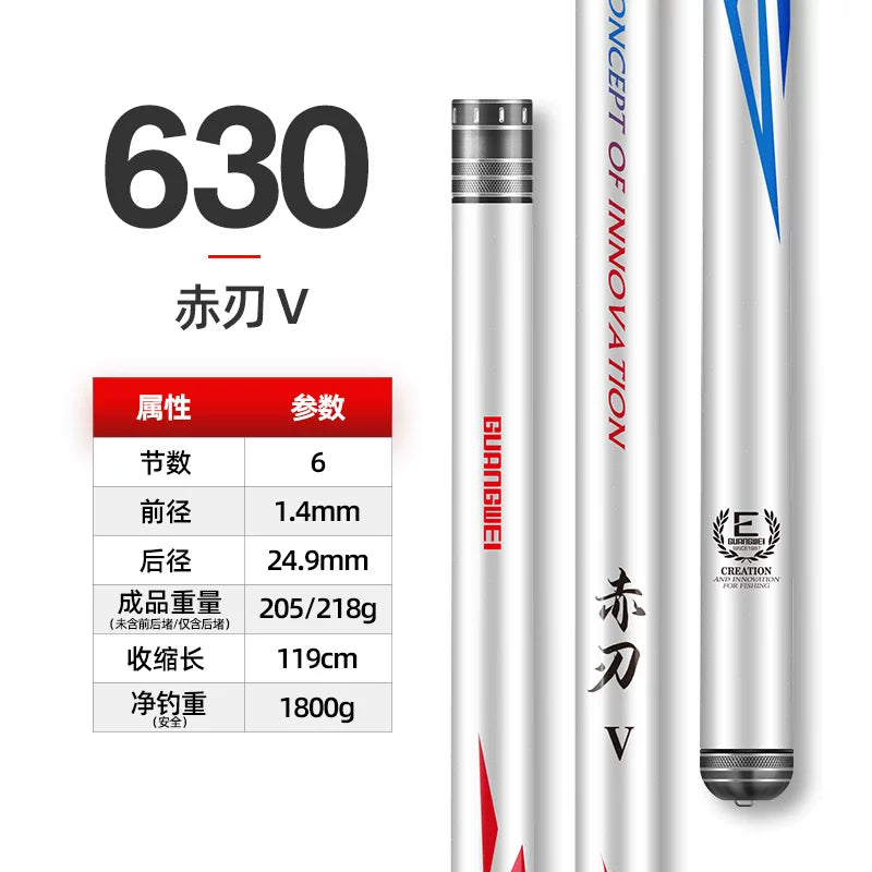 Guangwei Red Blade beşinci nəsil Tayvan balıqçı çubuğu karbon ultra yüngül ultra sərt əl çubuğu hərtərəfli çubuq crucian sazan çubuğu 28 düzəliş