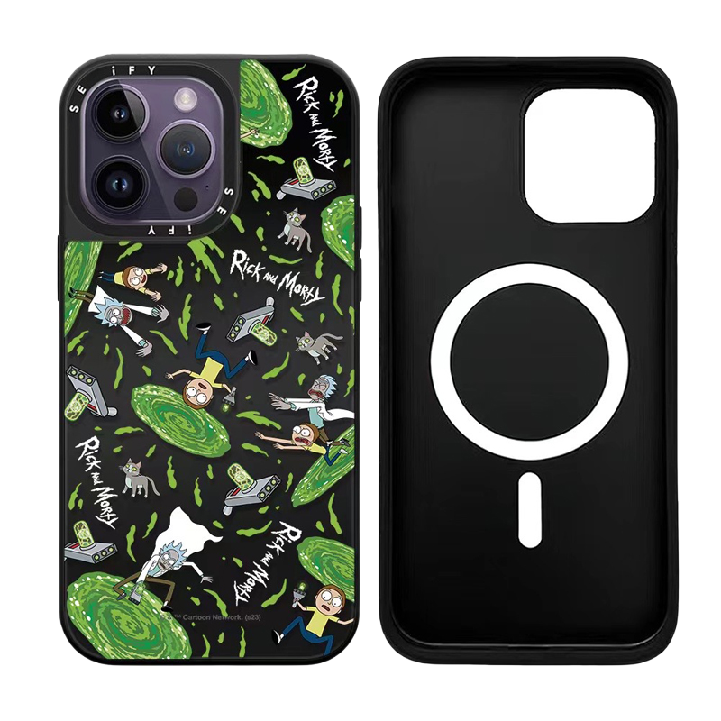 CASETiFiY Əməkdaşlıq Rick and Morty 16 Pro, iPhone 17 Pro Max və Apple 15 Plus Telefon Qabı ilə Uyğundur 12 Trendy Qab 13 Damlama Qoruyucu 14 Güzgü Yaradıcı Maqnit Yapışqanlı Huaqiangbei Qadınlar üçün Əvəzedici