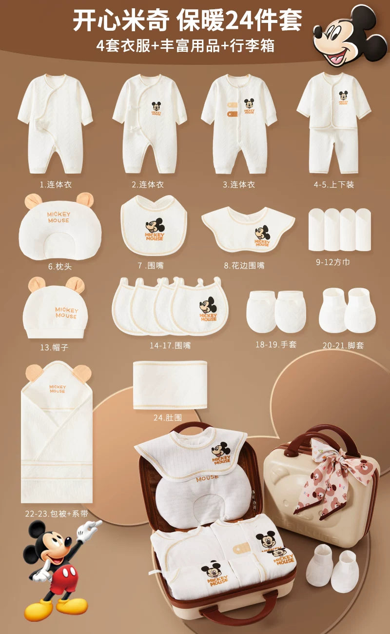 Disney Yenidoğulmuş Körpə Geyimləri Hədiyyə Dəsti - Payız/Qış Yenidoğulmuş Körpə Ləvazimatları, Dolunay Hədiyyəsi