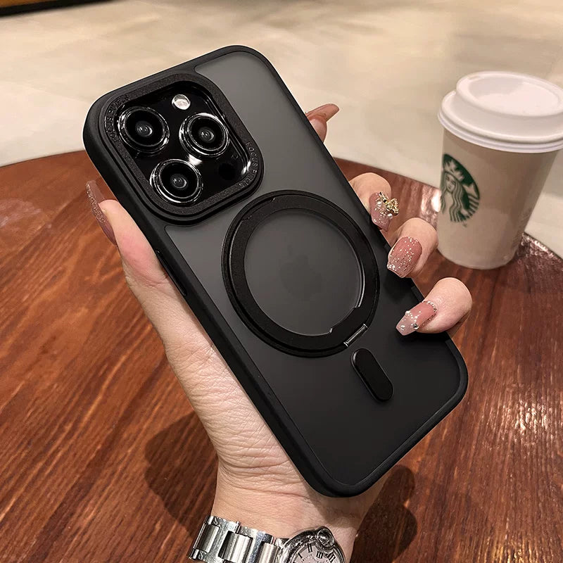 Apple 15Promax mobil telefon qutusu üçün uyğun dəri hiss edən tutqun yeni 17pro fırlanan maqnit kəmər dayağı iphone16 yıxılmağa qarşı qoruyucu örtük 12 sadə kreativ 14 yüksək səviyyəli İnternet məşhuru hər şey daxil 13P