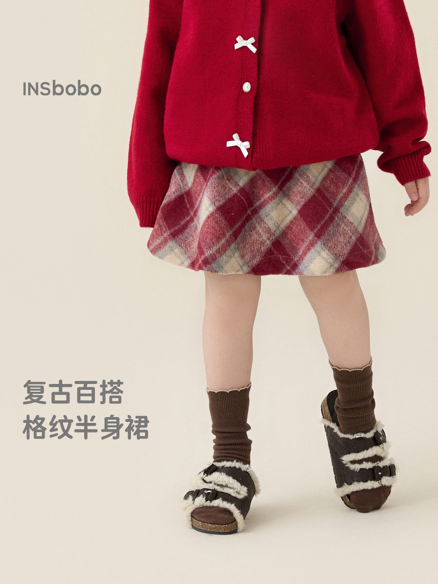 Qızlar üçün qırmızı ətək, Yeni il geyimləri, yaz yeni modası, körpə qısa ətəyi, Yeni il üçün qızlar üçün dama-dama ətək