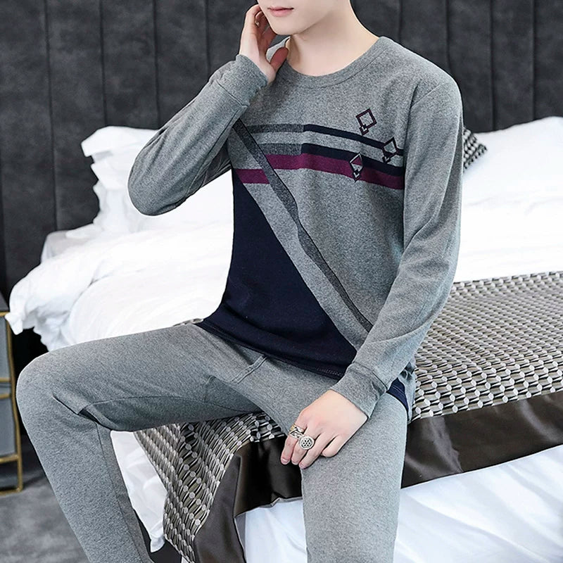 Kişilər üçün 100% Pambıqdan Payız və Qış üçün Termal Alt Geyim Dəsti, Sincan Təmiz Pambıqdan Əsaslı Köynək, Dəyirmi Yaxalıq, Jakarlı Termal Alt Geyim, Dəbli Kişi Geyimləri