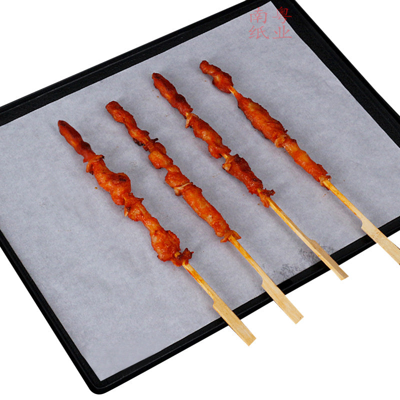 Qalınlaşmış düzbucaqlı çörək kağızı barbekü kağızı barbekü yağ uducu kağız qida soba kağızı yüksək temperaturda bişirmə kommersiya yapışmayan