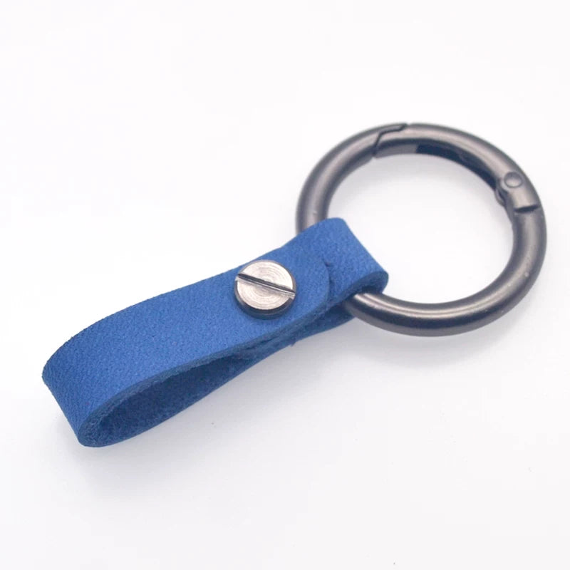 Genuine leather round ring car key chain men's cowhide key chain waist key ring car key chain pendant decoration