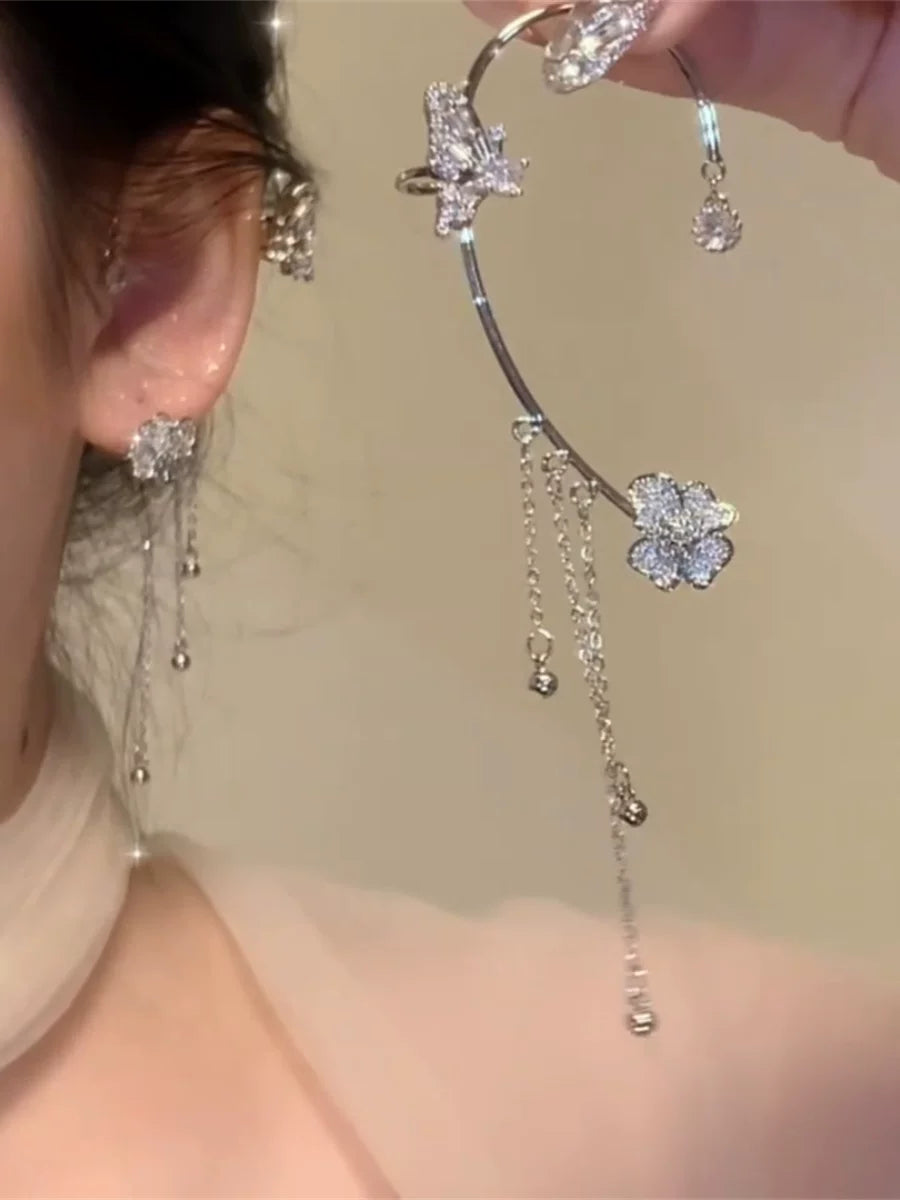 FIXOOFIX Kəpənək Püsküllü Qulaq Qarmağı Qulaq Qısqacları Deşikli Qulaqsız Qadınlar üçün - Niş Zərif Qısqaclı Qadınlar üçün Sırğalar - Əlverişli Lüks