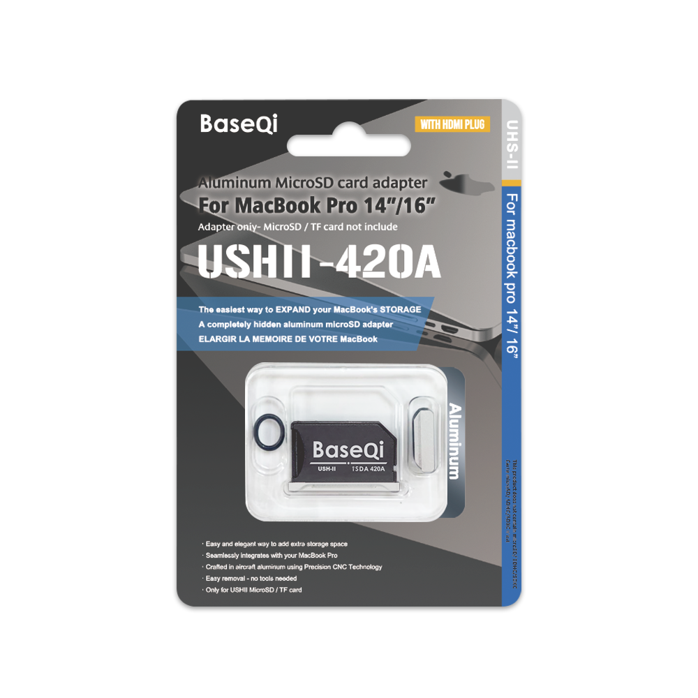 BaseQi Apple MacBookPro 2021/2022 seriyası alüminium ərintisi Shenyin adapter kartı microSD kart sahibi