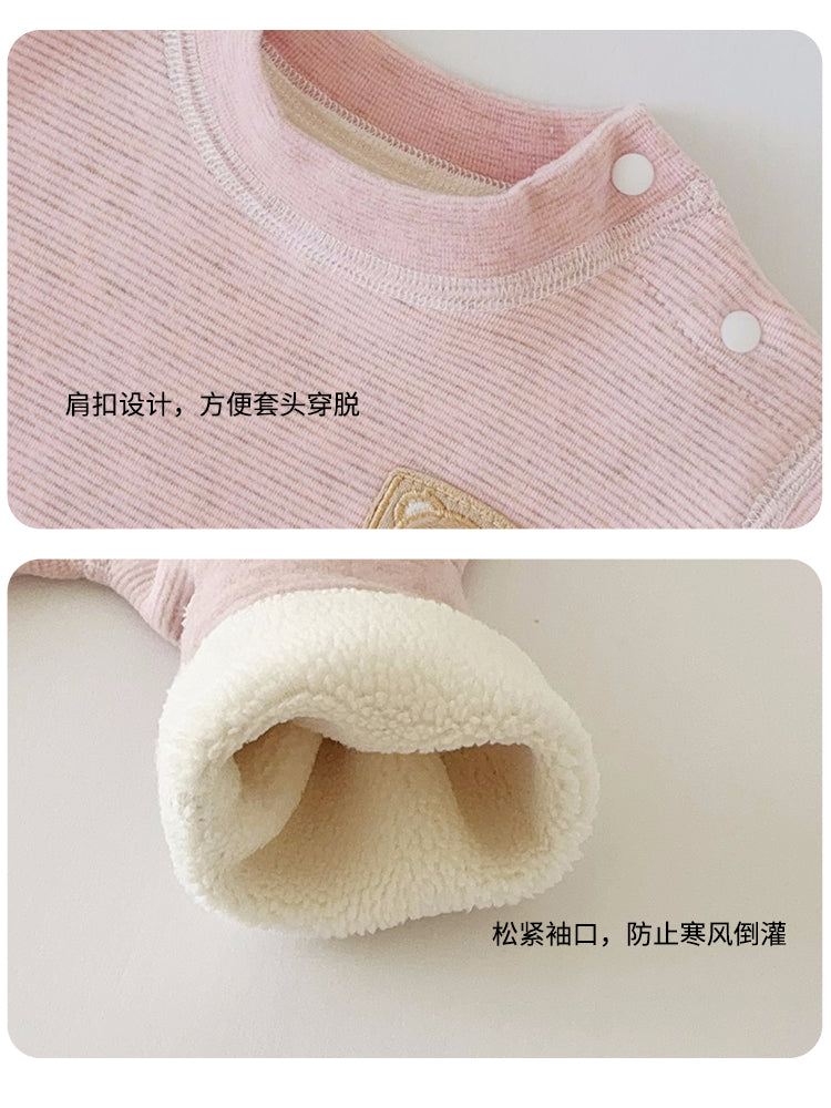 Qış üçün qalınlaşmış flis astarlı, sıx oturan termal alt paltarı, iki hissəli termal üst geyim və şalvarlı körpə geyim dəsti.