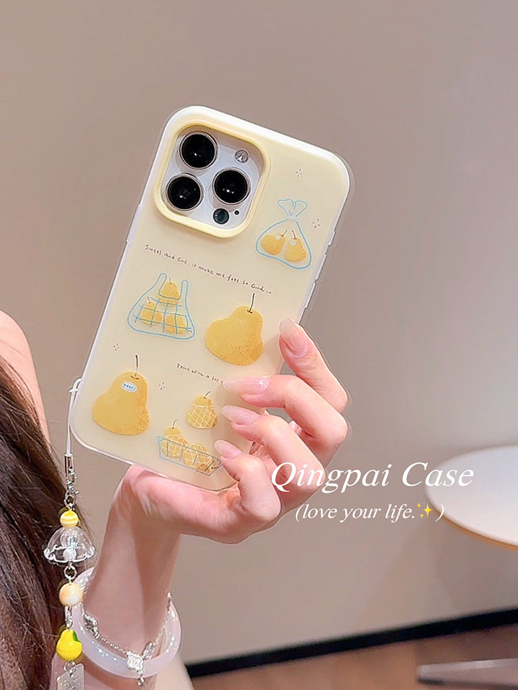 Qingpai ins niş sarı çanta armud kulon Apple 17promax cib telefonu qutusu iphone16 yeni 15pro qadın modeli 14 ikisi birdə 13 Koreya stili 12 mağaza kəşfiyyatı 11 hər şey daxil sərt qabıq