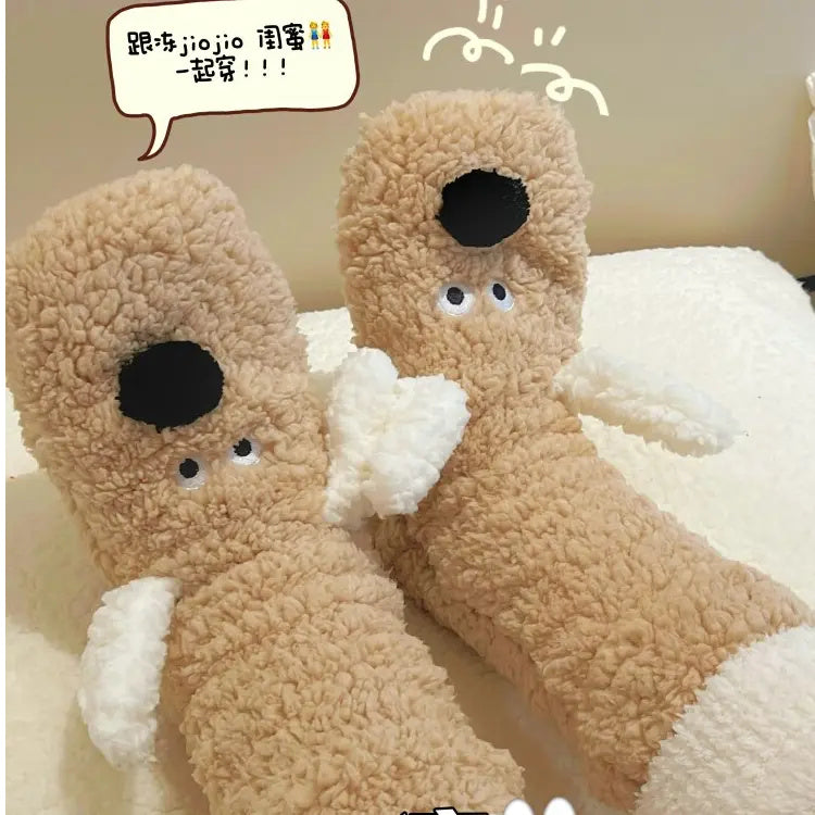 Qadınlar üçün Əlavə Qalın, İsti Ayaq Corabları, Televizora Baxmaq Üçün Mükəmməl, Yun Astarlı, Əlavə İsti, Şirin Cizgi Filmi Üslubunda, Payız və Qış üçün Uzun Corablar