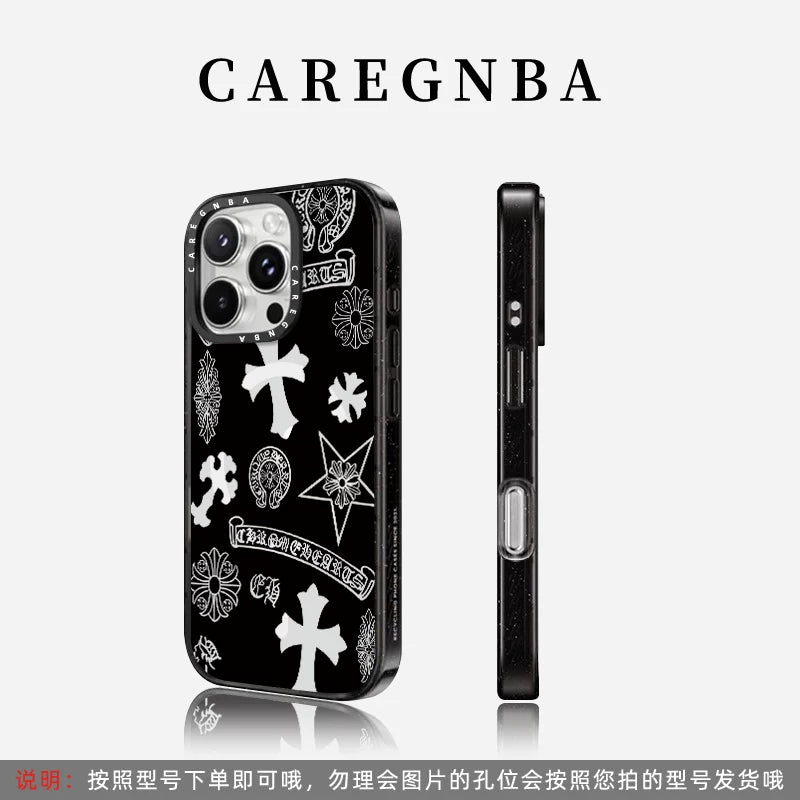 CAREGNBA kobrendli incəsənət yüksək səviyyəli Crow Heart Cross Apple 17ProMax cib telefonu üçün korpus iPhone16pro maqnit 14plus güzgü 15 payız əleyhinə 12 internet məşhuru 11 moda 13