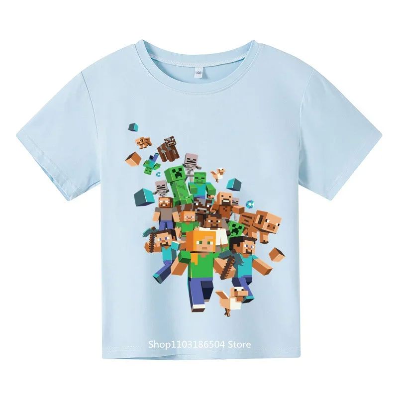Kids Minec-raft T Shirt Clothes Anime Spring Autumn Boys Girls