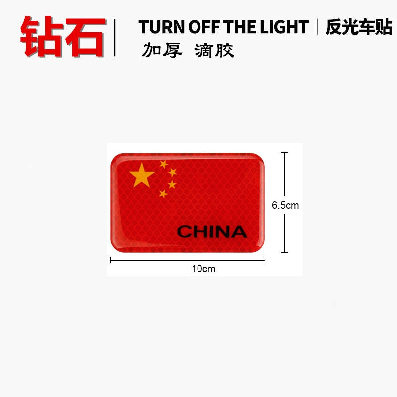 3D Qırmızı Bayraq Bamper Etiketləri Şəxsiyyət Etiketləri Qalınlaşmış Epoksi Yansıtıcı Bayraq Etiketi Suya davamlı Çizilmə Qapağı Qapağı