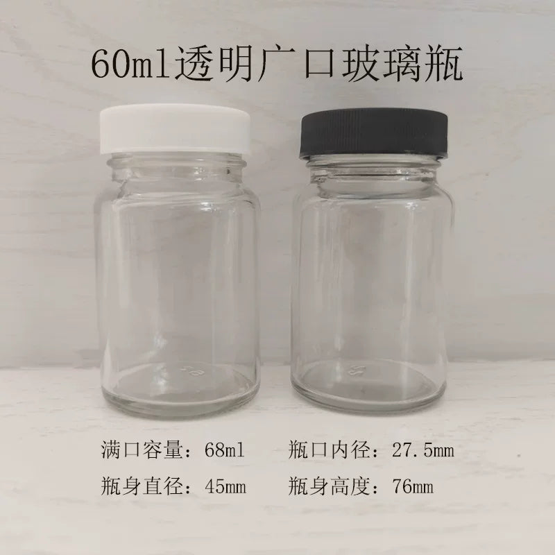 30ml şəffaf geniş ağızlı şüşə butulka böyük ağızlı model boya piqment şüşəsi 20ml kimyəvi reagent şüşəsi 100ml qapaqlı
